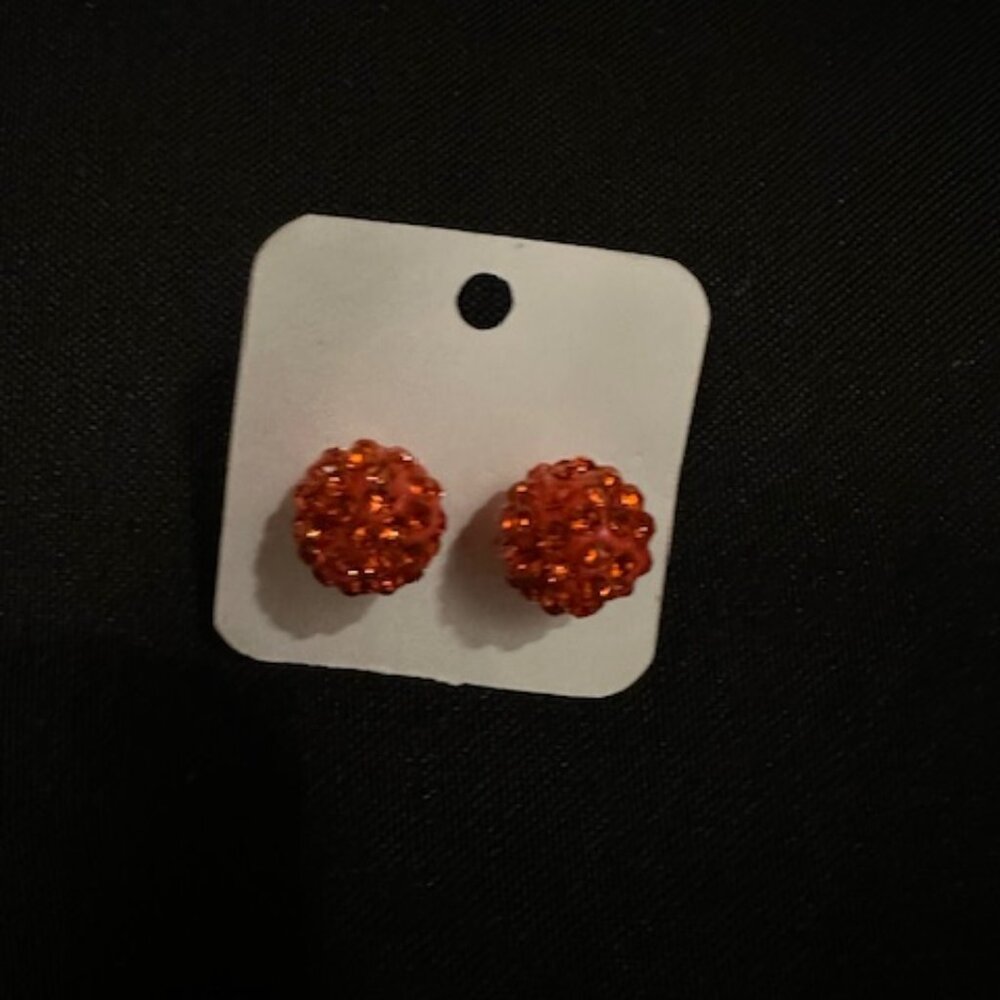 Red 12 mm Two Tone Rhinestone Earrings  7278  NWT Boutique